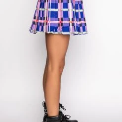 PRIVATE SCHOOL PLEATED MINI SKIRT -helmut shop private school pleated mini skirt purple multi 6 6 c1