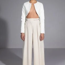 PROVE IT BUCKLE DETAIL WIDE LEG TROUSER -helmut shop prove it buckle detail wide leg trouser cream 2 2