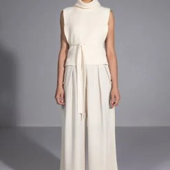 PROVE IT BUCKLE DETAIL WIDE LEG TROUSER -helmut shop prove it buckle detail wide leg trouser cream 3 3