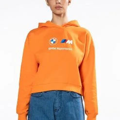 PUMA BMW WOMENS LOGO HOODIE -helmut shop puma bmw womens logo hoodie orange 3 3 c1