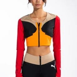 PUMA MULTI COLOR UNITY CROP TOP -helmut shop puma multi color unity crop top red multi 3 3