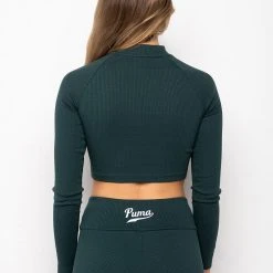 PUMA TEAM RIBBED LS TOP -helmut shop puma team ribbed ls top green 5 5 c1