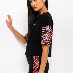 PUMA ZEBRA SLEEVE BOYFRIEND CROP TEE -helmut shop puma zebra sleeve boyfriend crop tee black multi 2c2