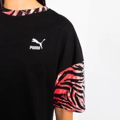 PUMA ZEBRA SLEEVE BOYFRIEND CROP TEE -helmut shop puma zebra sleeve boyfriend crop tee black multi 4c1
