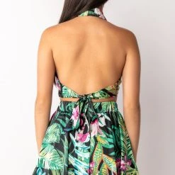 QUALITY TIME FLORAL HALTER TOP -helmut shop quality time floral halter top black multi 6 6