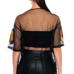 QUEEN OF HEARTS OVERSIZED MESH TEE -helmut shop queen of hearts oversized mesh tee black multi 6 6 c1