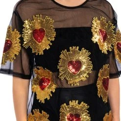 QUEEN OF HEARTS OVERSIZED MESH TEE -helmut shop queen of hearts oversized mesh tee black multi 7 7 c1