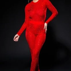 QUEEN OF LOVE RHINESTONE BODYSUIT -helmut shop queen of love rhinestone bodysuit red 2 2
