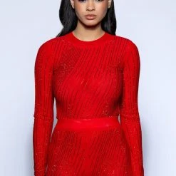 QUEEN OF LOVE RHINESTONE BODYSUIT -helmut shop queen of love rhinestone bodysuit red 4 4