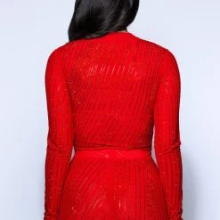 QUEEN OF LOVE RHINESTONE BODYSUIT -helmut shop queen of love rhinestone bodysuit red 6 6