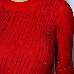 QUEEN OF LOVE RHINESTONE BODYSUIT -helmut shop queen of love rhinestone bodysuit red 7 7