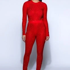 QUEEN OF LOVE RHINESTONE BODYSUIT -helmut shop queen of love rhinestone bodysuit red 8 8