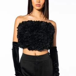 QUEEN OF SPADES BOW DETAIL TUBE BLOUSE -helmut shop queen of spades bow detail tube blouse black 4 4