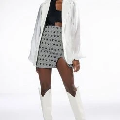 READ BETWEEN THE LINES HIGH RISE MINI SKIRT -helmut shop read between the lines high rise mini skirt grey multi 4 4