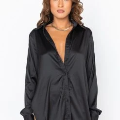 READY FOR ANY OCCASION SATIN SHIRT -helmut shop ready for any occasion satin shirt black 2 2