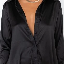 READY FOR ANY OCCASION SATIN SHIRT -helmut shop ready for any occasion satin shirt black 5 5