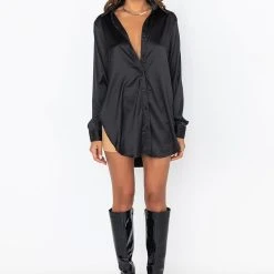 READY FOR ANY OCCASION SATIN SHIRT -helmut shop ready for any occasion satin shirt black 6 6