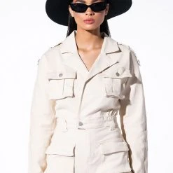 READY FOR ANYTHING LONG SLEEVE UTILITY ROMPER -helmut shop ready for anything long sleeve utility romper ivory 4 4