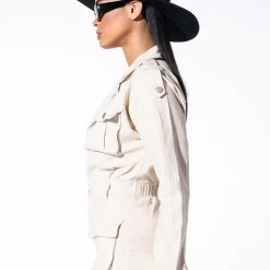 READY FOR ANYTHING LONG SLEEVE UTILITY ROMPER -helmut shop ready for anything long sleeve utility romper ivory 5 5