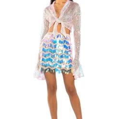 READY FOR LOVE LONG SLEEVE SEQUIN WRAP BLOUSE -helmut shop ready for love long sleeve sequin wrap blouse pink multi 3 3