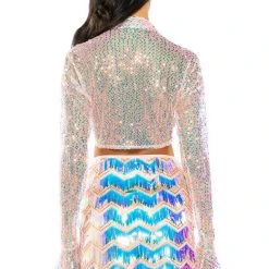 READY FOR LOVE LONG SLEEVE SEQUIN WRAP BLOUSE -helmut shop ready for love long sleeve sequin wrap blouse pink multi 6 6