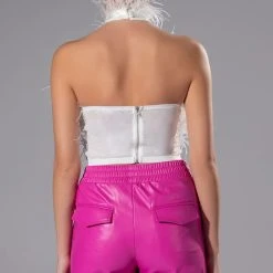 REAL OSTRICH FEATHER TOP IN WHITE -helmut shop real ostrich feather top in white white 6 6