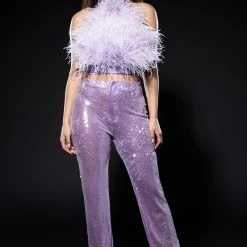 REAL OSTRICH FEATHER TOP IN LIGHT PURPLE -helmut shop real ostrich feather top light purple 2 2