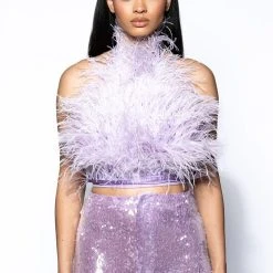 REAL OSTRICH FEATHER TOP IN LIGHT PURPLE -helmut shop real ostrich feather top light purple 3 3