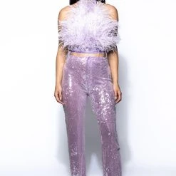 REAL OSTRICH FEATHER TOP IN LIGHT PURPLE -helmut shop real ostrich feather top light purple 7 7