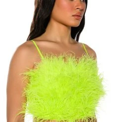 REAL OSTRICH FEATHER TOP IN LIME -helmut shop real ostrich feather top lime 2 2