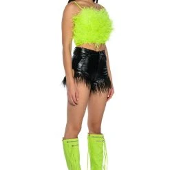 REAL OSTRICH FEATHER TOP IN LIME -helmut shop real ostrich feather top lime 4 4