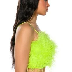 REAL OSTRICH FEATHER TOP IN LIME -helmut shop real ostrich feather top lime 5 5