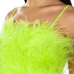 REAL OSTRICH FEATHER TOP IN LIME -helmut shop real ostrich feather top lime 7 7