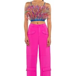 REAL OSTRICH FEATHER TOP IN MULTI -helmut shop real ostrich feather top multi 3 3