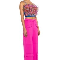 REAL OSTRICH FEATHER TOP IN MULTI -helmut shop real ostrich feather top multi 4 4