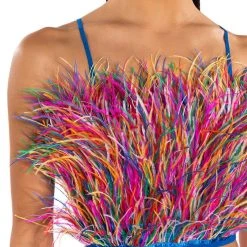 REAL OSTRICH FEATHER TOP IN MULTI -helmut shop real ostrich feather top multi 7 7