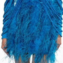 REAL OSTRICH FEATHERS MINI SKIRT -helmut shop real ostrich feathers mini skirt blue 4 4