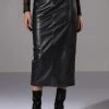 REAL TALK FAUX LEATHER MIDI SKIRT -helmut shop real talk faux leather midi skirt black 1 1