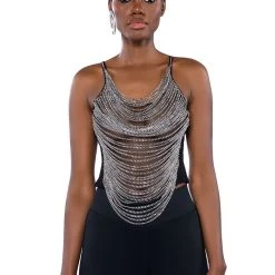 REBEL HEART CHAINED SLEEVELESS TOP -helmut shop rebel heart chained sleeveless top silver 2 2 c1