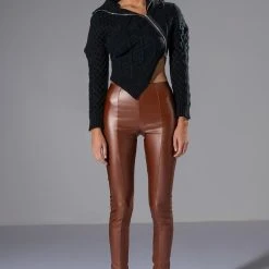 REBELLING CABLEKNIT ASYMMETRICAL ZIPPER SWEATER -helmut shop rebelling cable knit asymmetrical zipper sweater black 3 3 c1