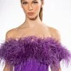 REGAL OFF THE SHOULDER FEATHER CORSET