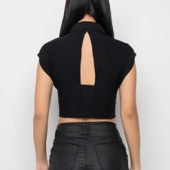 REGARDLESS CROPPED COLLARED BLOUSE -helmut shop regardless cropped collared blouse black 5 5