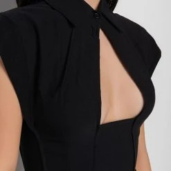 REGARDLESS CROPPED COLLARED BLOUSE -helmut shop regardless cropped collared blouse black 6 6