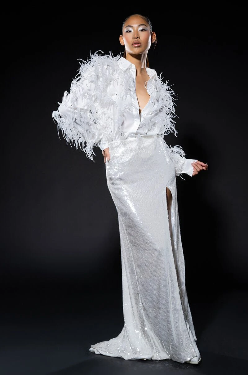 RESOLUTIONS SEQUIN SLIT MAXI SKIRT 8 RESOLUTIONS SEQUIN SLIT MAXI SKIRT - Image 6