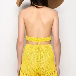 RESORT BARBADOS TIME CROCHET TOP -helmut shop resort barbados time crochet top yellow 10 10