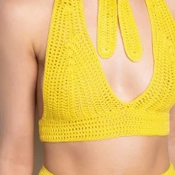 RESORT BARBADOS TIME CROCHET TOP -helmut shop resort barbados time crochet top yellow 11 11