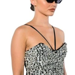 RICH WITH JEWELS CROP TANK TOP -helmut shop rich with jewels crop tank top black white 5 5 c1