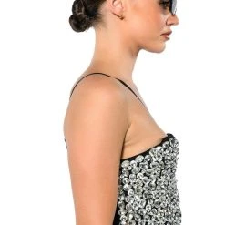 RICH WITH JEWELS CROP TANK TOP -helmut shop rich with jewels crop tank top black white 6 6 c1