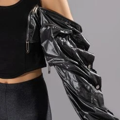 RIDE FOR YOU PU SLEEVE ZIPPER DETAIL TOP -helmut shop ride for you pu sleeve zipper detail top black 9 9