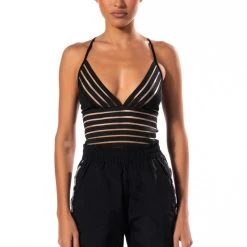 RIGHT THROUGH YOU SLEEVELESS BANDAGE CHEEKY BODYSUIT -helmut shop right through you sleeveless bandage cheeky bodysuit black 3 3